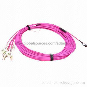 Fiber-optic Patch Cord, MPO/MTP to LC Connector 12 Fiber OM4